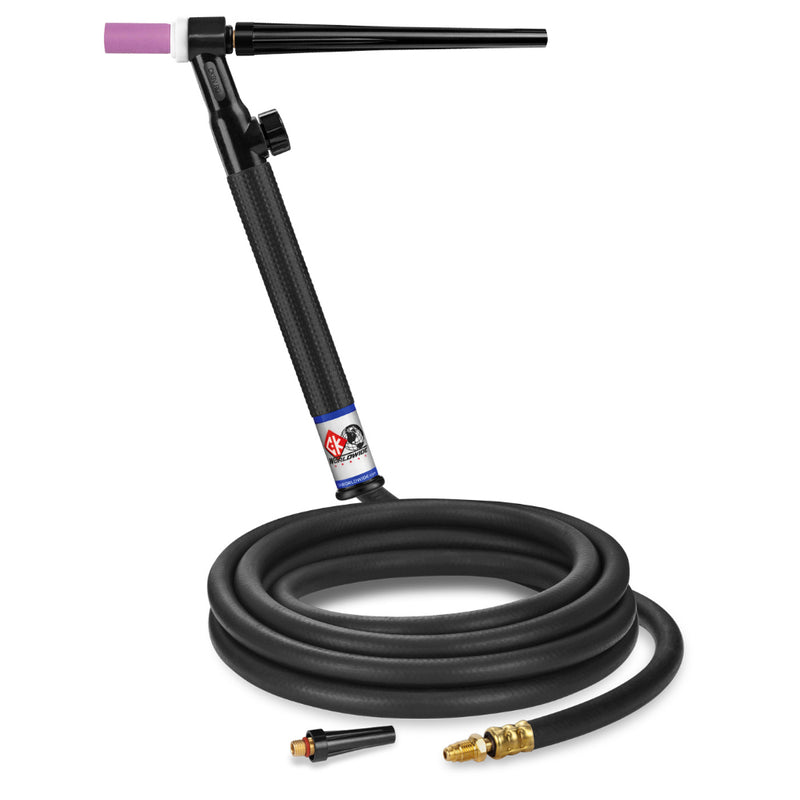 CK Worldwide 9 TIG Torch with gas valve and 12.5 foot superflex power cable