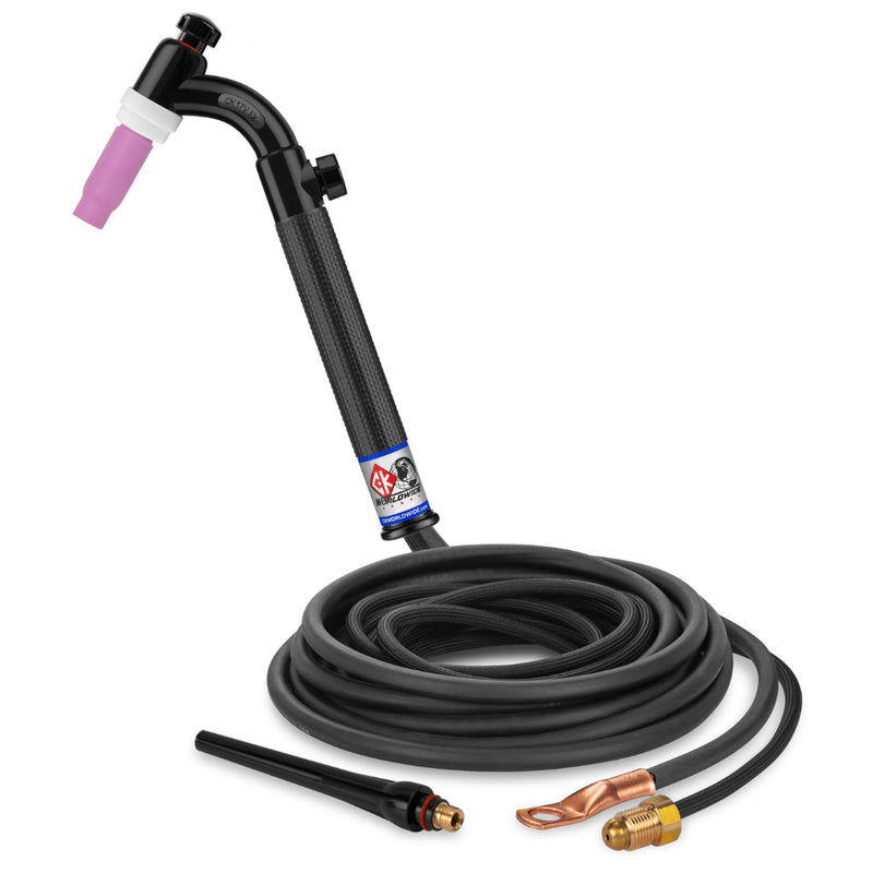 CK Worldwide 17 Flex Head TIG torch gas valve and 12.5 foot 2 piece superflex  power cable