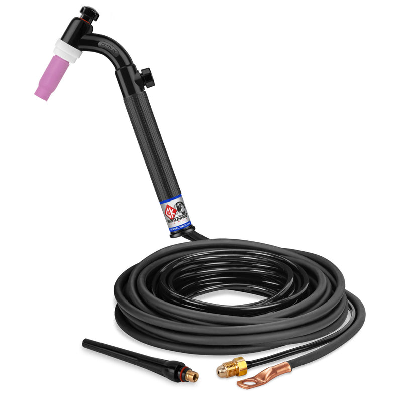 CK Worldwide 17 Flex Head TIG torch gas valve and 25 foot 2 piece rubber  power cable