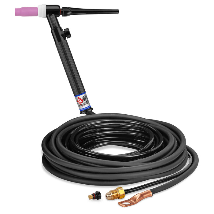 CK Worldwide Trim-Line 26 TIG Torch with gas valve and 25 foot 2 piece rubber power cable