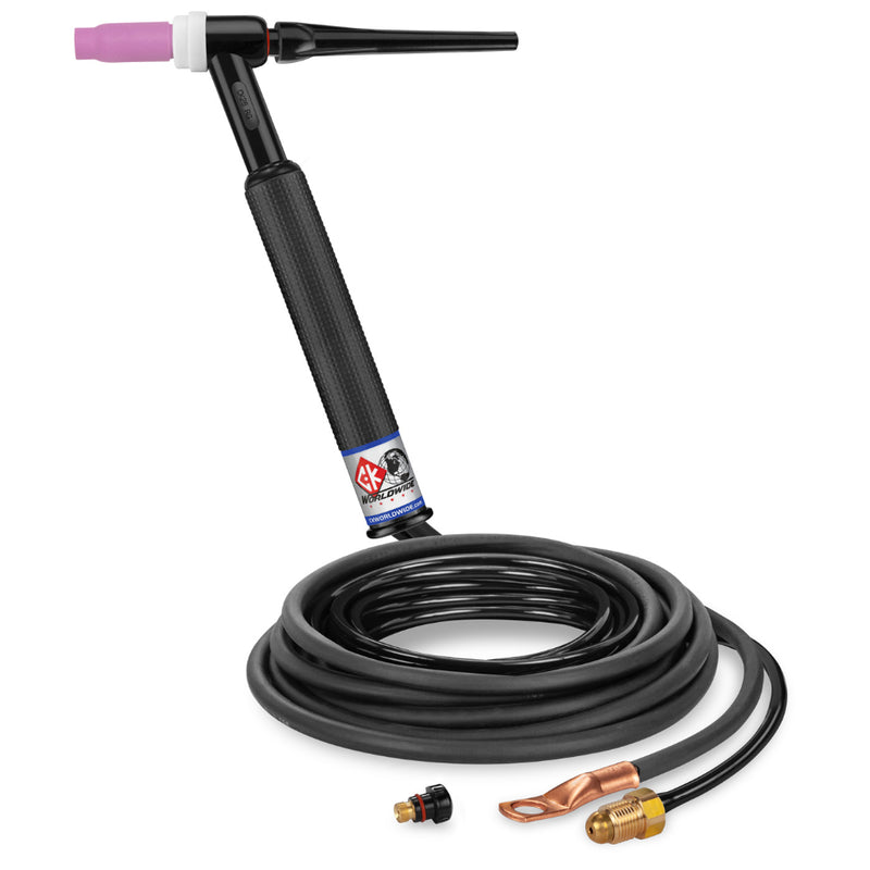 CK Worldwide 26 Rigid Head TIG Torch with 12.5 foot 2 piece rubber power cable