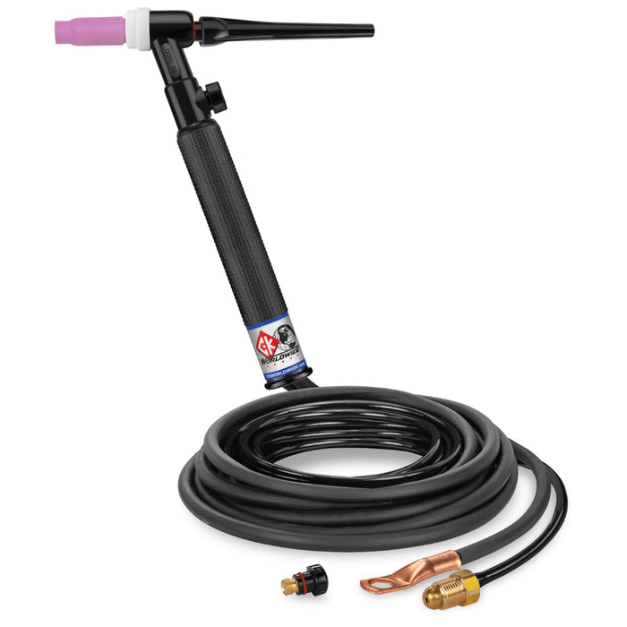 CK Worldwide 26 TIG Torch with gas valve and 12.5 foot 2 piece rubber power cable