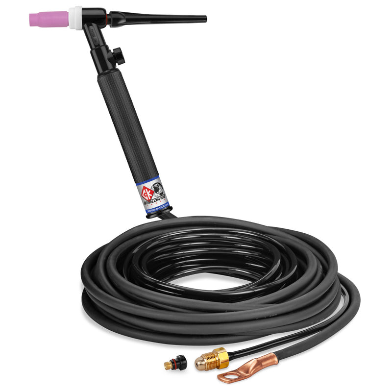CK Worldwide 26 TIG Torch with gas valve and 25 foot 2 piece rubber power cable