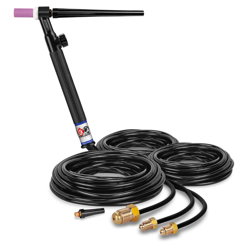 CK Worldwide 20 water cooled TIG Torch with gas valve and 25 foot rubber hoses