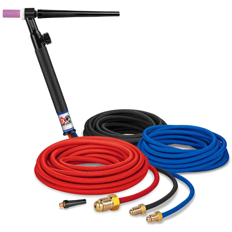 CK Worldwide 20 water cooled TIG Torch with gas valve and 25 foot superflex hoses