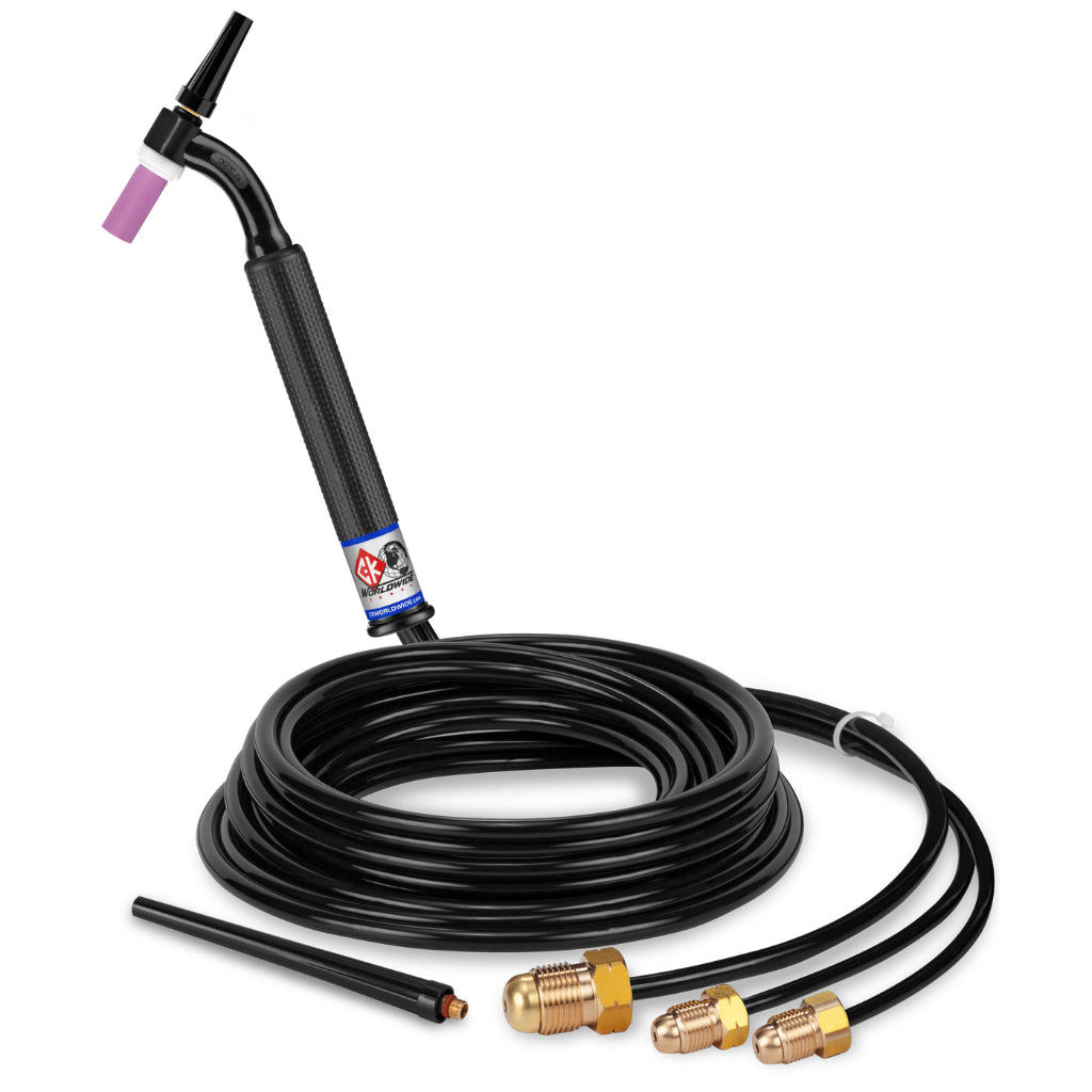 CK Worldwide Flex Tig Torch 12' WP-17 - Air-Cooled, Compatible With Thermal Arc 185 & 186 - USA Quality
