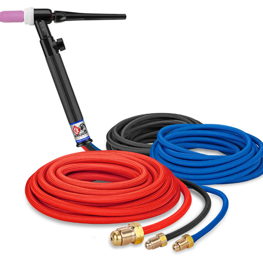 CK Worldwide Trim-Line 18 Water Cooled TIG Torch with gas valve and 25 foot superflex hoses