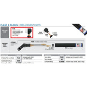 ck worldwide  water cooled fl230 swivel head flexloc tig torch parts diagram with fl2l torch head highlighted