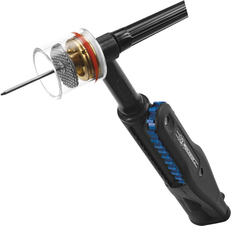 ck worldwide rotary amperage control installed on tig torch with pyrex cup on head