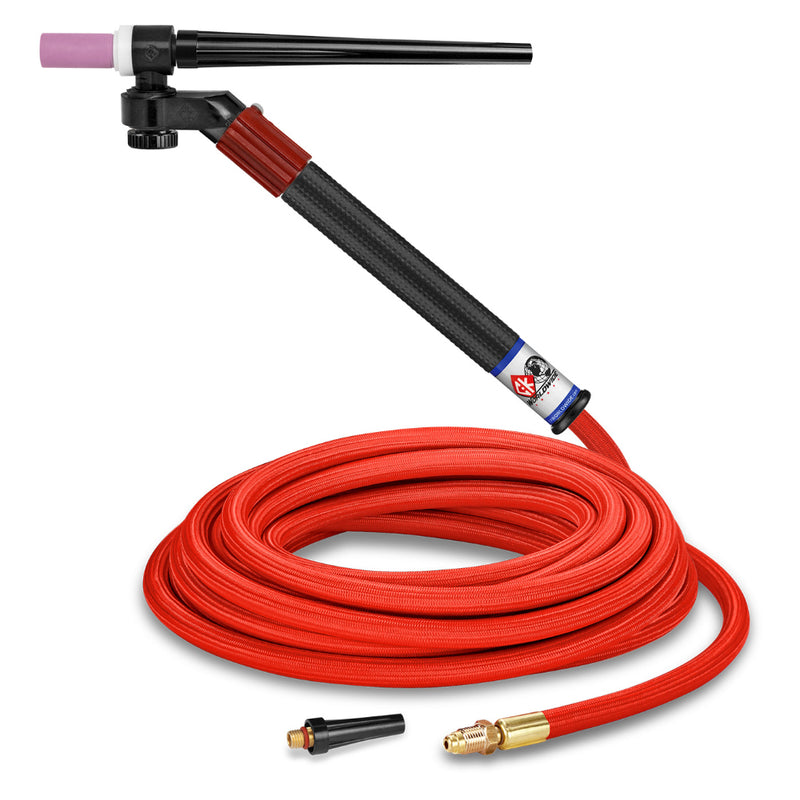 CK Worldwide FL130 Flex Loc TIG Torch with swivel head gas valve and 25 foot rubber power cable