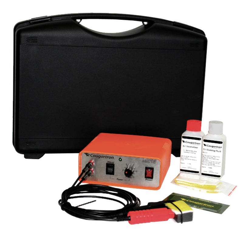 cougartron metal etching machine kit with solution, tools, and case