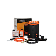 cougartron plus weld cleaner full package showing box weld cleaning solution and cleaning brushes front view