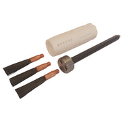 Disassembled triple brush set for Cougartron FURY weld cleaning and polishing machine