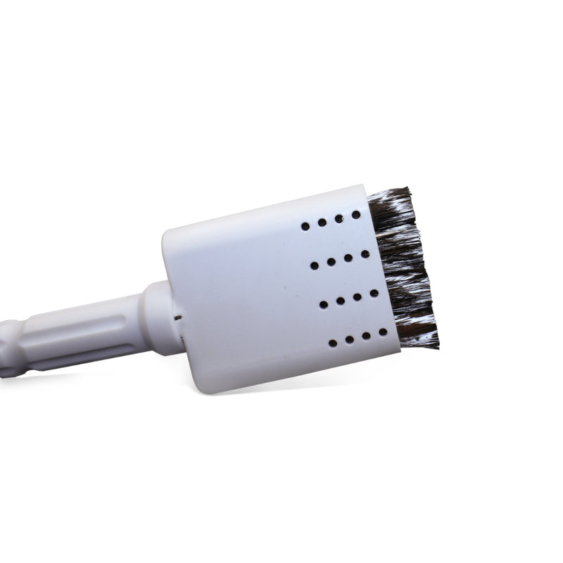 Close-up of fully assembled quad brush for Cougartron FURY weld cleaning and polishing brush