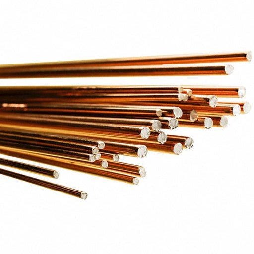 Copper coated mild steel tig rods zoomed in on ends