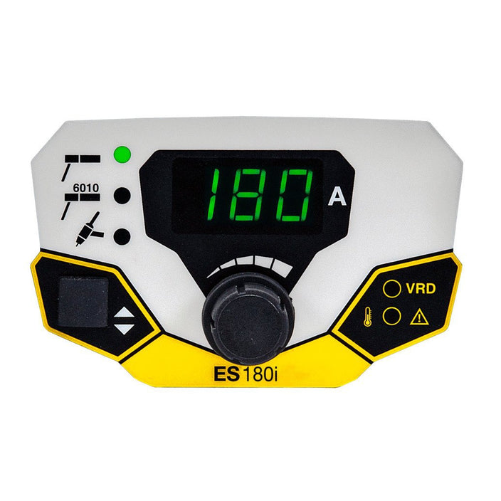 close up of control panel of esab rogue 180 stick welder showing stick welding 6010 mode and tig lift mode