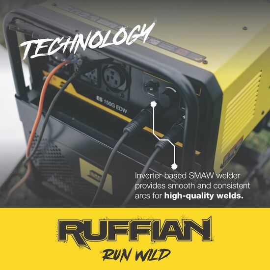 infographic showing control panel of esab ruffian gas drive welder
