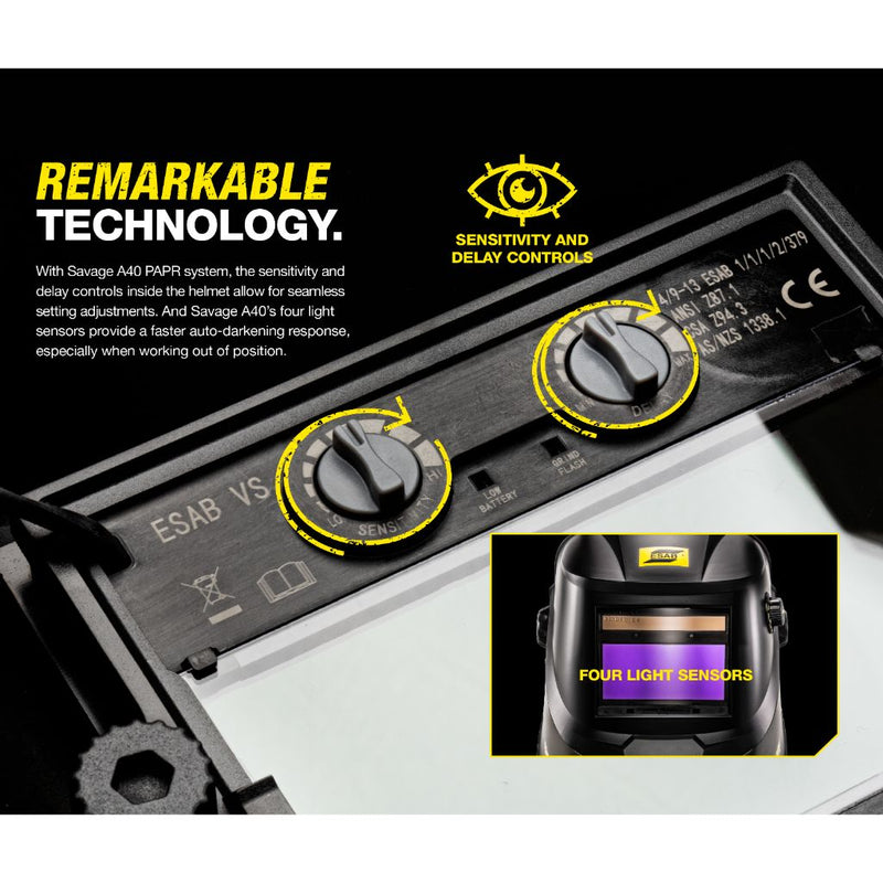 internal controls of esab savage a40 papr welding helmet