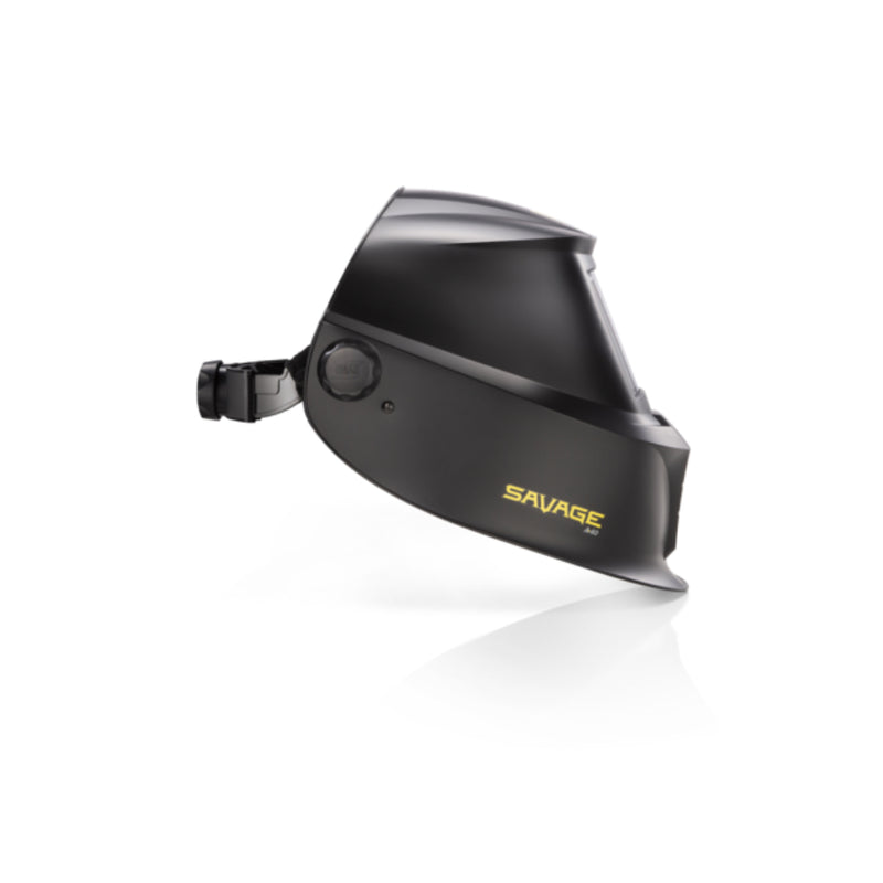 side view of black esab savage a40 welding helmet