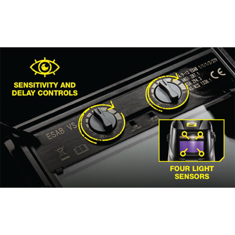 interior ADF lens control nobs of esab savage welding helmet