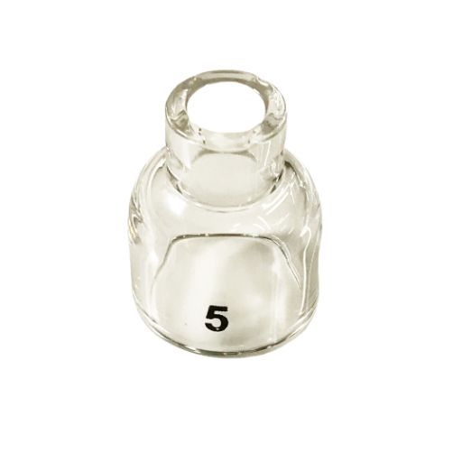 pyrex tig cup with number 5 showing