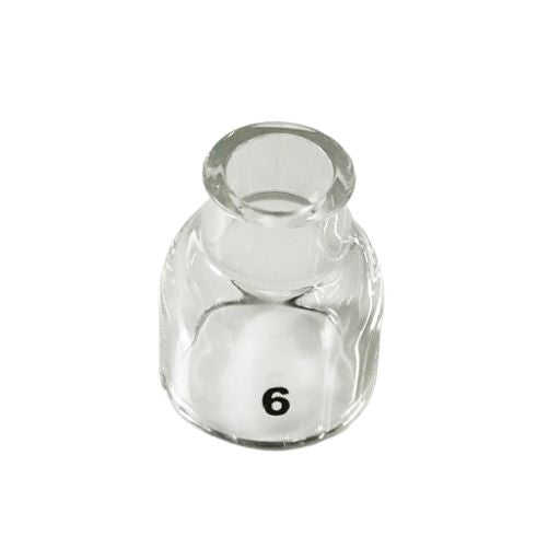 pyrex tig cup with number 6 showing
