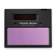 outside view of lens of miller classic series welding helmet showing 2 sensors