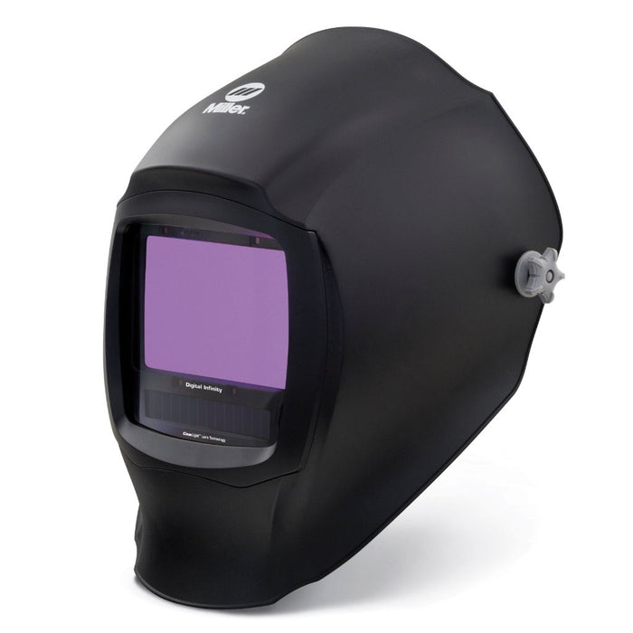 ismoetric angle view of black miller digital infinity welding helmet