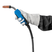 miller mdx 250 mig gun in gloved hand showing ergonomic hold
