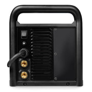 rear view of miller multimatic 215 welder showing dual gas ports for MIG and TIG welding