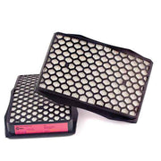 two replacement filters for miller purified air powered respirator. stacked showing part number 235673