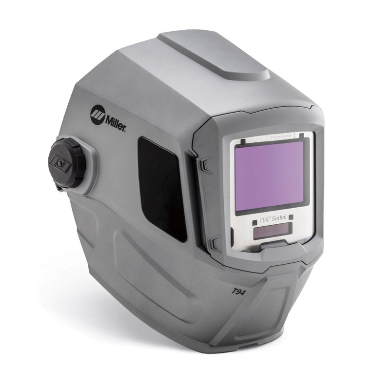 t94 gray miller welding helmet facing right