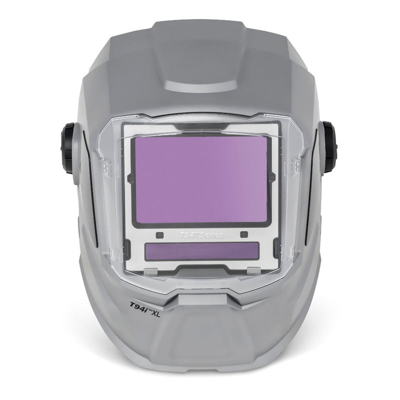 front of Miller t94i xl welding helmet showing silver color