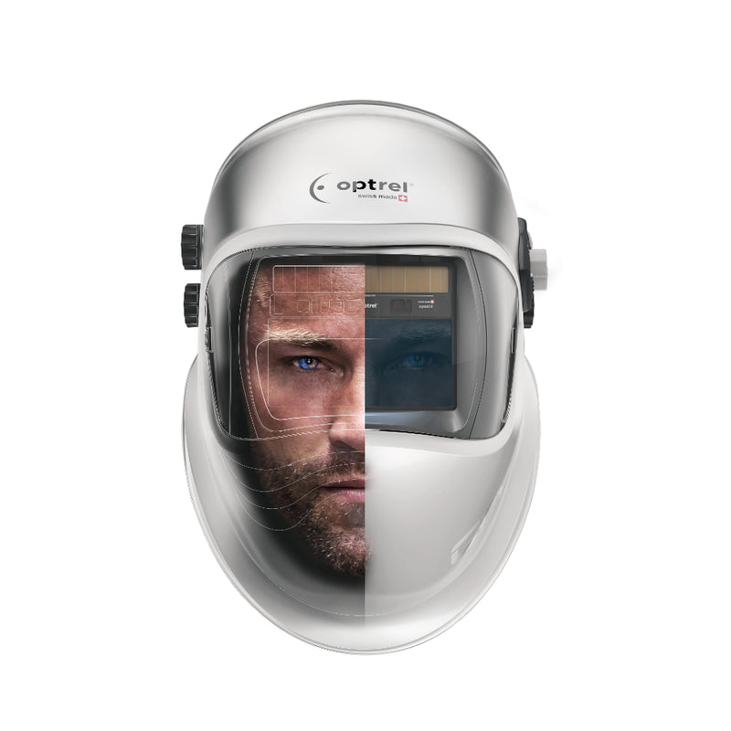 Optrel Crystal welding helmet silver with face