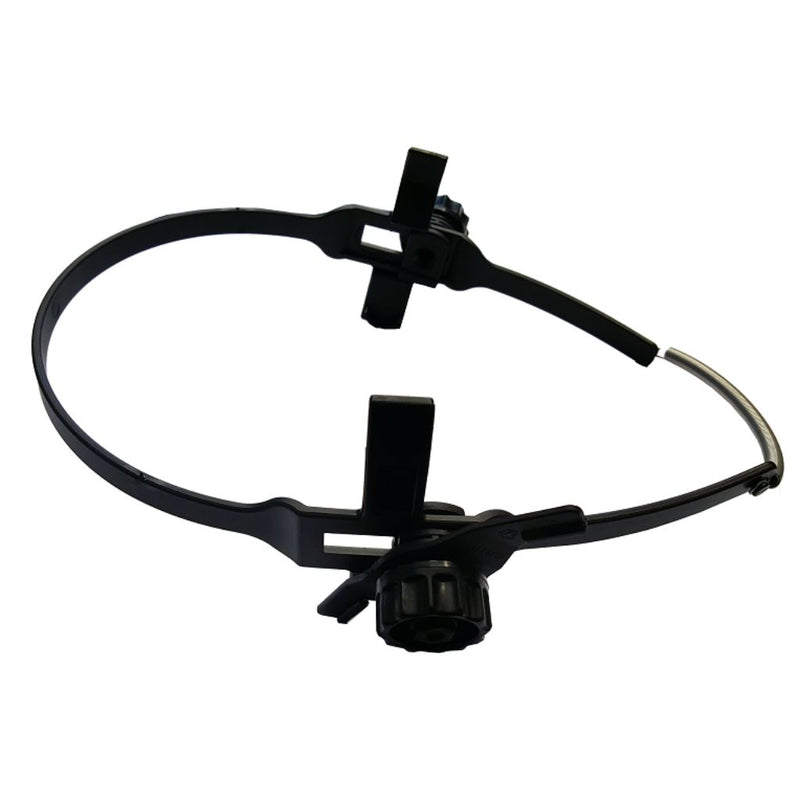spring style headgear for optrel welding helmet that connects to hard hat