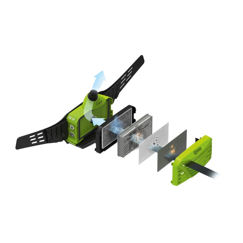 diagram showing where pre filter fits in to optrel e3000x papr blower unit