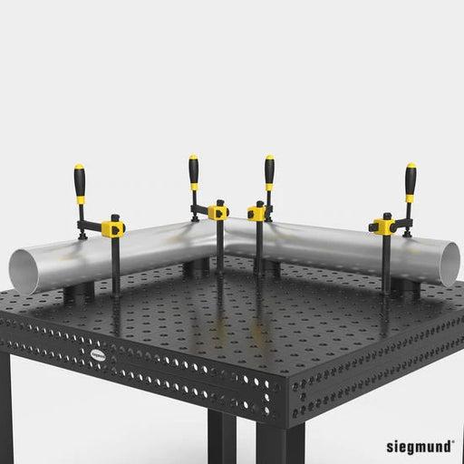 large stainless steel tubing on siegmund system 16 welding table supported by prisms