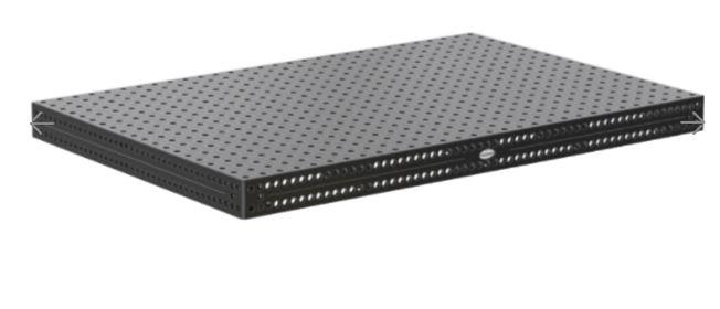 6.5' x 4' siegmund welding table top surface showing tool holes