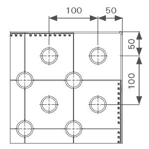 engineering drawing of hole pattern of system 28 siegmund welding table