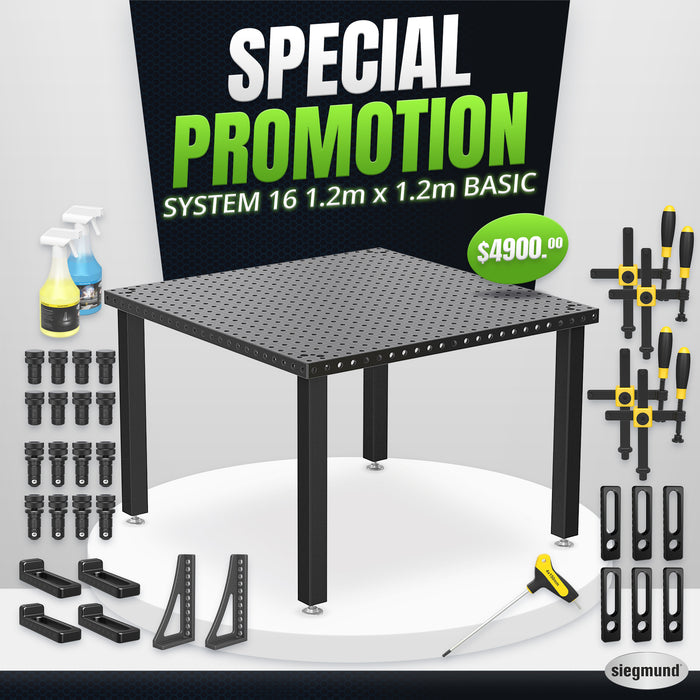 Siegmund Special 1.2m x 1.2m System 16 Table With Tool Set