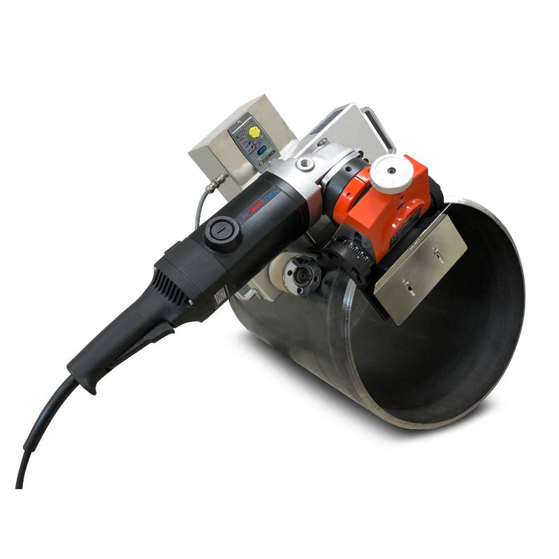 Steelmax APB 32 Pro automatic pipe beveling machine set up on pipe