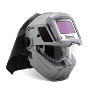 Miller T94i-R PAPR helmet, weld shield flipped up showing grind shield beneath.