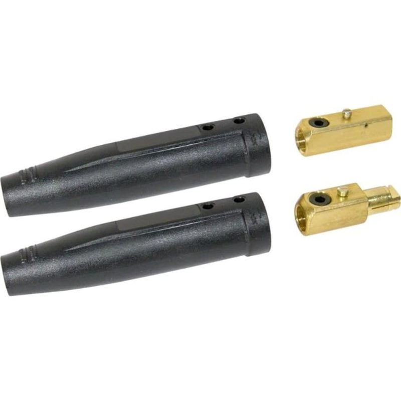 tweco style cable connectors showing brass fittings with set screw separated from plastic housing