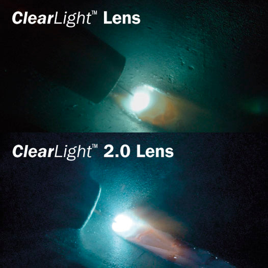 side by side comparison of viewing area with clearlight lens, and clearlight lens 2.0 technology