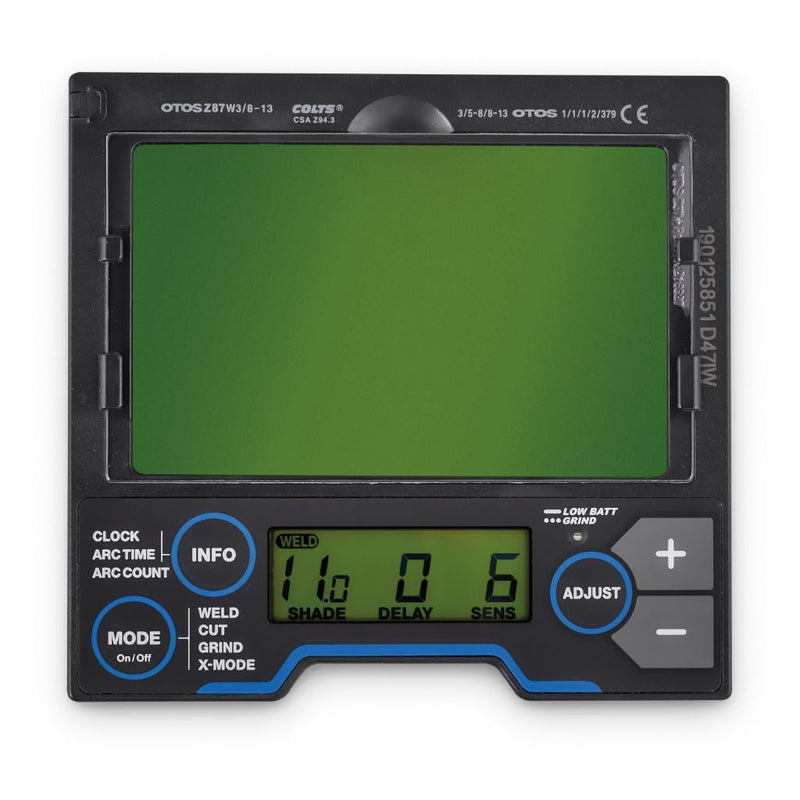 interior lens showing controls of miller t94 welding helmet