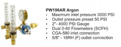Powerweld Dual Argon Flowmeter - PW196AR - Weldready
