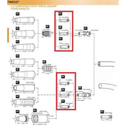 tweco mig gun assembly parts diagram showing 14 series contact tips