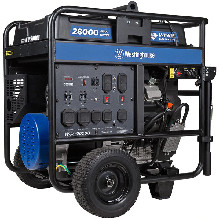 blue westinghouse wgen20000 dual fuel gas propane heavy duty generator with wheels 